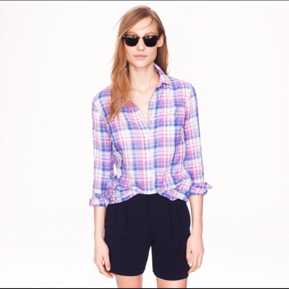 J Crew boy orchid plaid button down